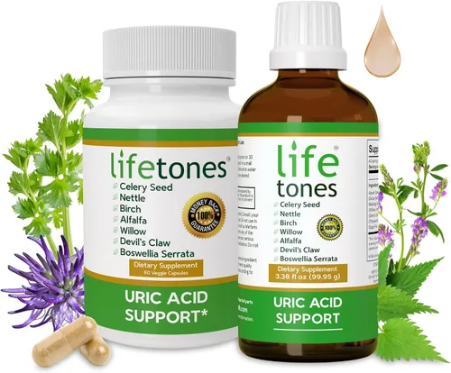 Vista 2 de Life Tones - Paquete de soporte de ácido úrico - Tintura y cápsulas para la salud y comodidad de las articulaciones