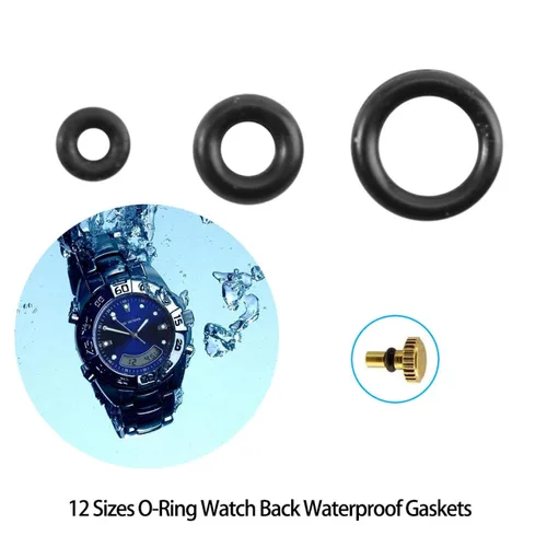 Vista 5 de TOPINCN Anillo de corona de reloj, 0.055-0.110 in, 12 tamaños, anillos de goma, juntas de relojes, pequeña, corona tórica, juego de caja para sello