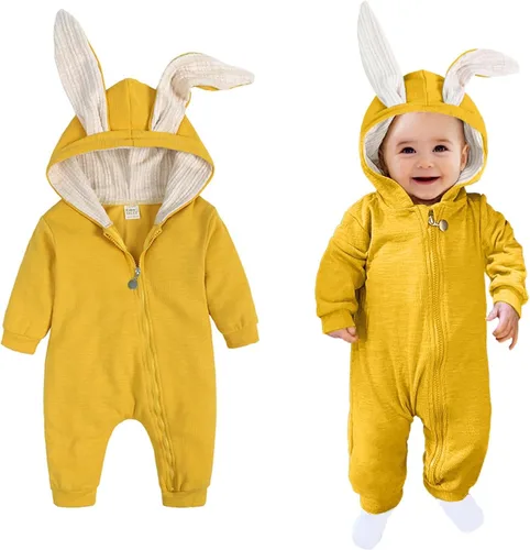 Vista 12 de AGQT Baby Bunny Costume Infant Girl Boy Easter Halloween Outfit Size 0-24M 7108a# Blanco -1pcs
