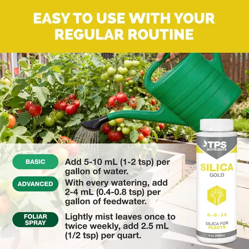 Vista 5 de TPS NUTRIENTS Silica Gold Nutriente y Suplemento para Fuerza de Plantas con Silicio Biodisponible 8 oz (250mL) Bioavailable Silicon, Strengthens