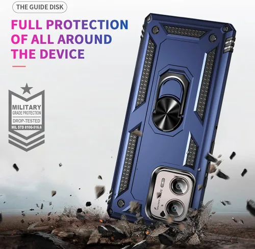 Vista 6 de Androgate Funda para Moto Edge Plus 2023 con protector de pantalla HD, soporte de anillo de metal de grado militar con soporte de soporte de 15 Azul