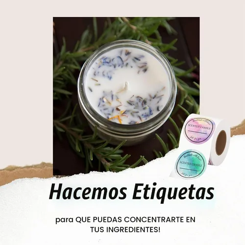 Vista 4 de Mobiusea Creation Rollo de etiquetas para velas Etiquetas impermeables de 2 pulgadas para suministros de fabricación de velas, latas, tarros
