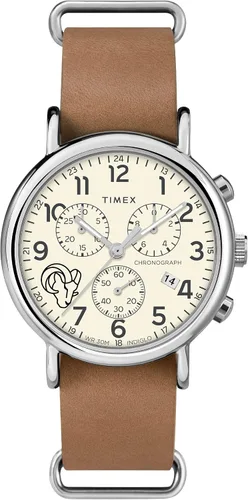 Vista 16 de Timex Tribute NFL Weekender Chrono - Correa de piel de cuarzo para hombre (1.575 in)