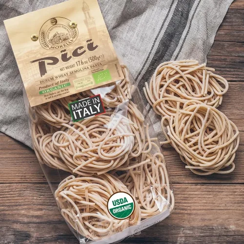 Vista 8 de Morelli Pici Pasta di Toscana - Pasta italiana gourmet - Fideos Pici orgánicos - Nidos de pasta orgánica gruesos fabricados en Italia a partir