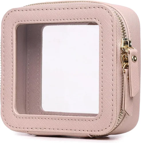 Vista 16 de Pinkmik Pequeña bolsa de maquillaje, mini estuche transparente para maquillaje y neceser con cremallera, organizador de bolsos para mujer