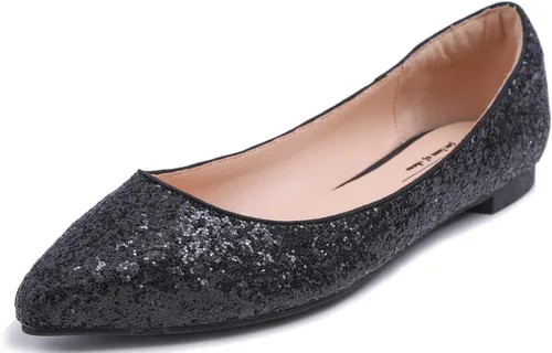 Vista 7 de FEVERSOLE Zapatos planos de ballet de patente para mujer, color macarrón colorido Beige