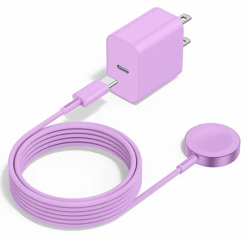 Vista 8 de Cargador de Apple Watch mejorado, cargador rápido magnético, adaptador de enchufe USB C con cable de carga rápida inalámbrico portátil de 3 pies