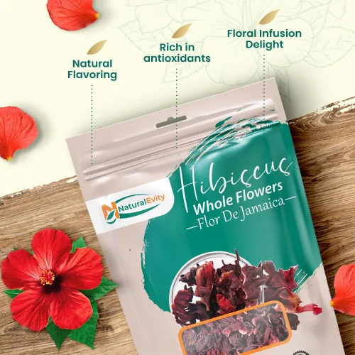 Vista 2 de NaturalEvity Flores de hibisco secas enteras (4 onzas) + hibisco cortado y tamizado (32 onzas) – Pétalos de alta calidad sin OMG secados al sol