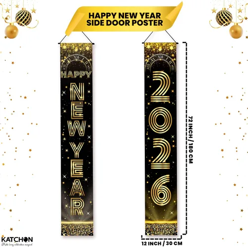 Vista 2 de KatchOn, Cartel extra grande de feliz año nuevo – 72 x 12 pulgadas Decoraciones de Año Nuevo 2026 Suministros de fiesta de Año Nuevo 2026