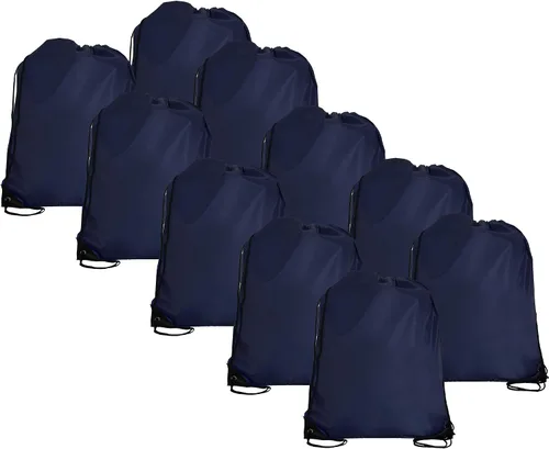Vista 7 de Threadart Mochilas con cordón – Paquete de 10 Saco deportivo de cuerda Gimnasio, almacenamiento y viajes Grande 15 x 18.5 pulgadas, Agua
