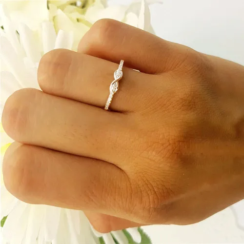 Vista 6 de Dazzlingrock Collection Anillo de compromiso de 0,10 quilates (quilates) con diamantes redondos para mujer Forever Together Swirl de 110 quilates