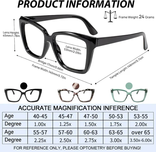Vista 6 de Lentes de lectura bifocales para mujeres y hombres, bifocales cuadrados, con bloqueo de luz azul, lectores 1.0, 1.25, 1.5, 1.75, 2.0 a 3.0, 3.5