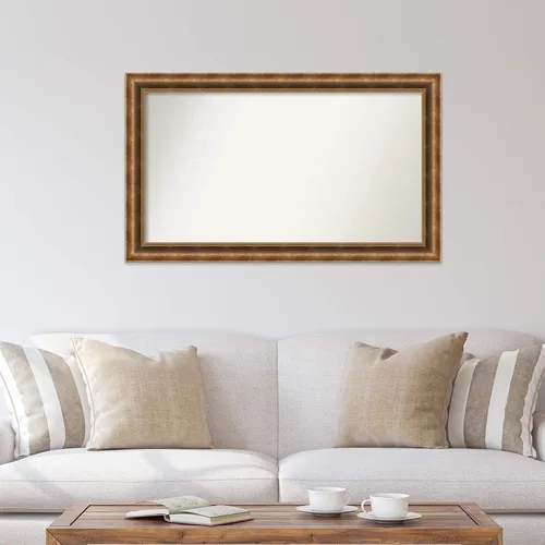 Vista 159 de Amanti Art Espejo de pared personalizado no biselado (25 x 25 pulgadas), marco de bronce acentuado, varios tamaños personalizados, espejo de baño