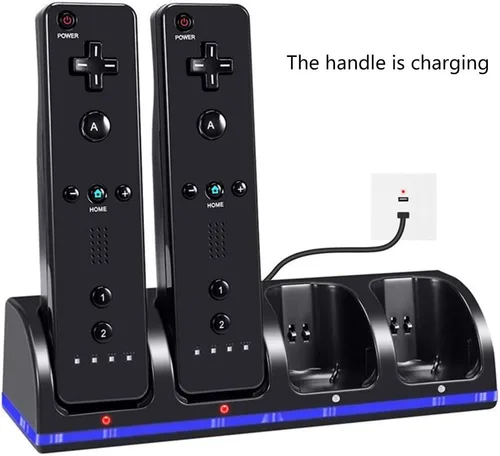 Vista 9 de Estación de carga de batería 4 en 1 con cable USB, para consola de juegos W-Ii Control remoto Gamepad