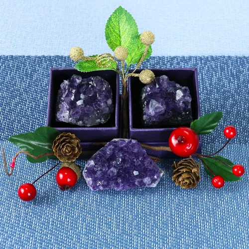 Vista 5 de Cristales de amatista, racimos de amatista, cristales de amatesis, cristal de amatesis, cristal morado, piedra de amatista cruda, piedras de cristal
