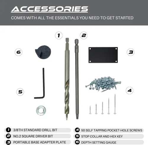 Vista 6 de Kit de plantilla de agujero de bolsillo Massca M1 - Plantilla de tornillo de bolsillo ajustable y fácil de usar - Plantilla de taladro resistente