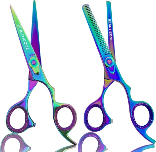 Vista 2 de Juego de tijeras de corte y adelgazamiento de cabello, tijeras de peluquería profesionales de 6.5 pulgadas para corte de pelo para hombres/mujeres