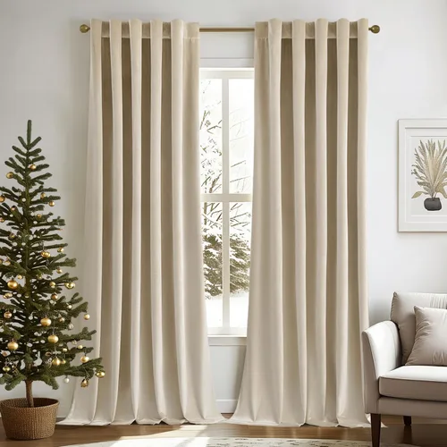 Vista 44 de MIULEE Cortinas de terciopelo de 84 pulgadas de largo, juego de 2 paneles para dormitorio, con pestaña trasera plisada, de lujo, aislamiento