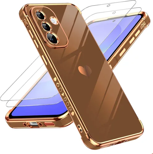 Vista 16 de LeYi Funda para Motorola-G 2025: Love Heart Plating Luxury, Negro