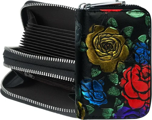 Vista 8 de CONISY - Cartera pequeña de cuero para mujer con bloqueo RFID (mariposa)