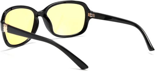 Vista 3 de FEISEDY Gafas de noche clásicas para mujer, antirreflejos, envolventes, amarillas, B2548