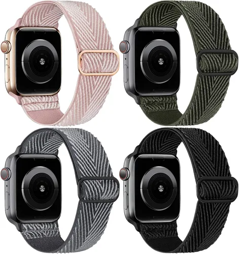 Vista 35 de 4 Pack Stretchy Solo Loop Compatible with Apple Watch Bands Women Men