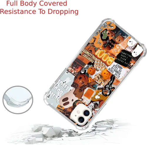 Vista 3 de Funda de teléfono con diseño de calabaza de otoño de Halloween, compatible con iPhone 11, diseño de collage estético otoñal, funda única de TPU