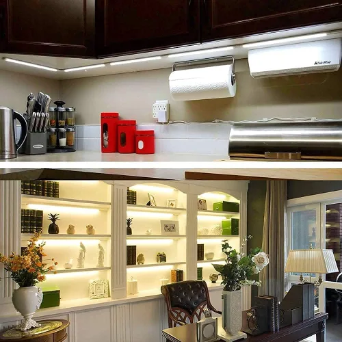 Vista 3 de LAMPAOUS Luces debajo del gabinete para cocina, iluminación activada por sensor de onda manual, kit de luces para colocar debajo del fregadero