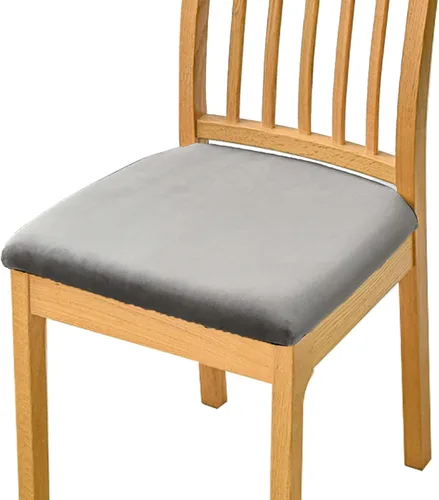 Vista 16 de Fundas de terciopelo para asiento de silla, fundas elásticas para sillas de comedor, fundas de asiento suaves y antideslizantes, fundas de asiento