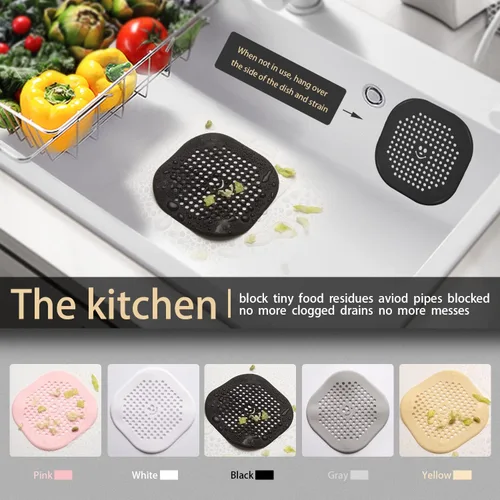 Vista 4 de Protector de silicona para cubrir drenaje de ducha, bañera, cocina, baño, recoge restos de cabello, paquete de 2, color negro