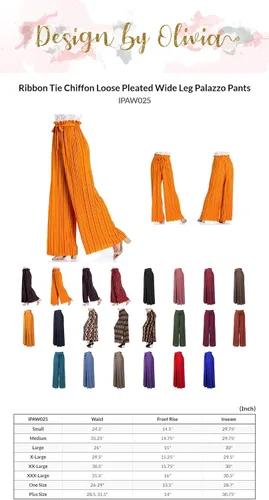Vista 4 de Design by Olivia Pantalones palazzo de gasa con lazo de cinta para mujer