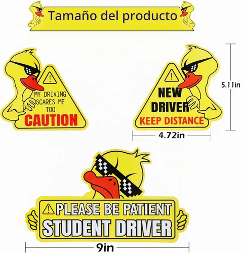 Vista 2 de SINGARO Imán para conductor nuevo para auto, 3 piezas, lindos imanes de pato para auto, señal de estudiante conductor, señal reflectante