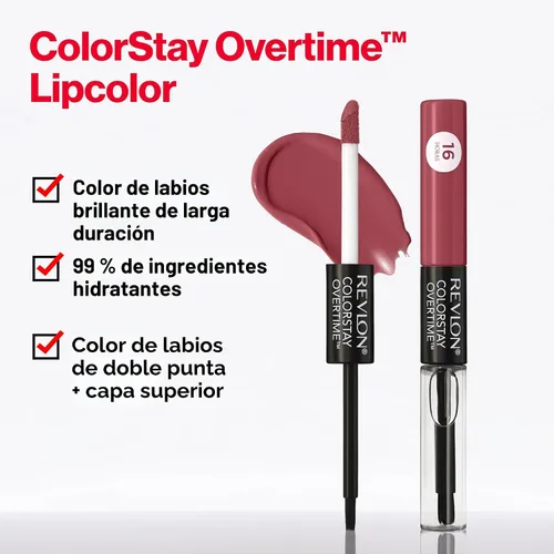 Vista 3 de Revlon Lápiz labial líquido con brillo de labios transparente, colorStay Overtime Lipcolor, relleno de calcetines para mujeres, 005 Infinite 005