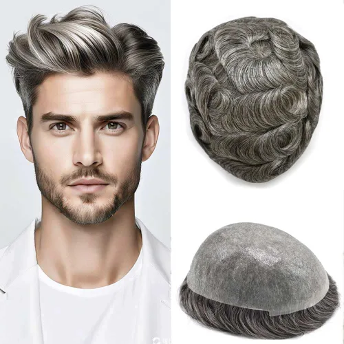 Vista 20 de Hombres Toupee Hair Thin Skin 0.06 Men's Toupee Hair Piece Remy Human Hair System Mens Hairpieces Invisable Hairline Protesis Capilar Para Hombre