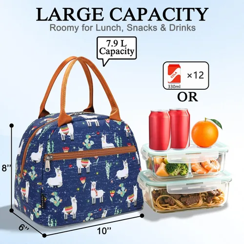 Vista 2 de Bolsa de almuerzo aislada FlowFly - Bolsa de asas organizadora para mujeres/hombres, Alpaca