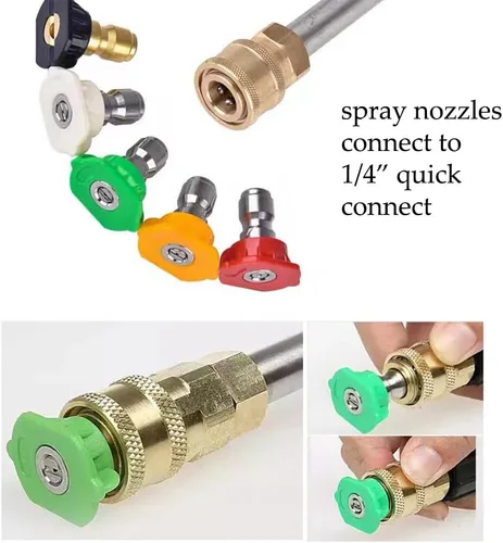 Vista 6 de Varita de extensión para lavadora a presión de 17.3 pulgadas, accesorio de pulverización para Karcher K2 K3 K4 K5 K6 K7, 5 boquillas