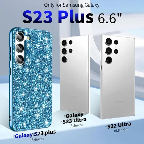 Vista 7 de S23+ Plus - Funda con purpurina para Samsung Galaxy S23+ 5G, funda protectora delgada y ultradelgada con parte trasera mate, a prueba de golpes