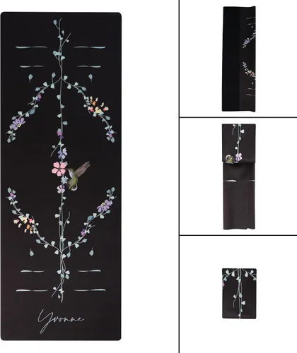 Vista 3 de Yvonne Hummingbird Harmony - Tapete de yoga de viaje, ultrafino, 1/16 de pulgada, ligero, plegable y antideslizante, goma natural ecológica