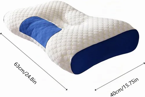 Vista 8 de Almohada para dormir de espalda Almohada de contorno Almohada Cuello Almohada de espuma viscoelástica Azul