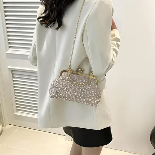 Vista 3 de Tote Bag for Women, Elegant Women's Handbag Fashionable Evening Party Purse with Metal Chain Shoulder Bag