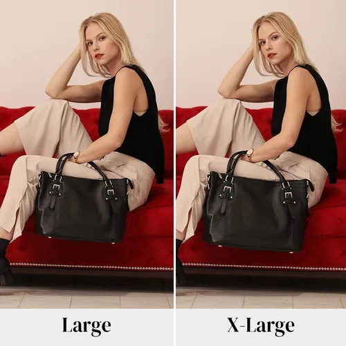 Vista 2 de Kattee Bolsos de cuero genuino Bolso de hombro para mujer, bolso de diseñador con asas superiores, bolso cruzado de gran capacidad