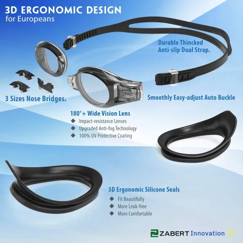 Vista 3 de Paquete de 2 gafas de natación unisex para adultos y jóvenes, W7