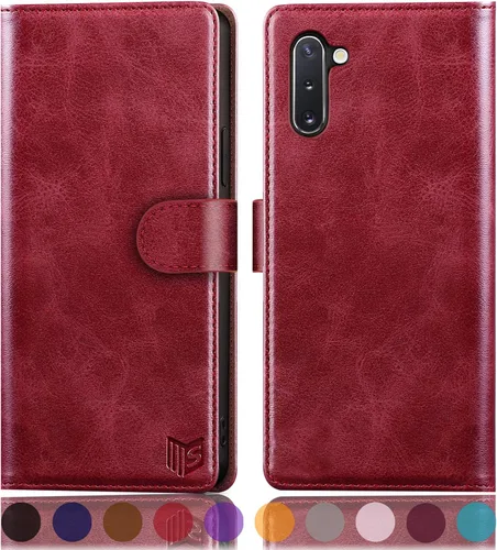 Vista 10 de SUANPOT Funda de piel tipo cartera para Samsung Galaxy Note 10 de 6.3 pulgadas con bloqueo RFID, soporte para tarjetas de crédito, libro de folio