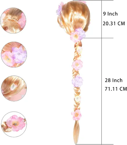 Vista 5 de Lingway Toys Disfraz de princesa de lujo para niñas, vestido de cosplay Rapunzel con accesorios