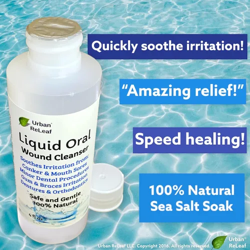 Vista 2 de Urban ReLeaf Limpiador líquido oral para heridas. Alivia la irritación. Velocidad de curación. Remojo de sal marina 100% natural. 4 onzas, listo