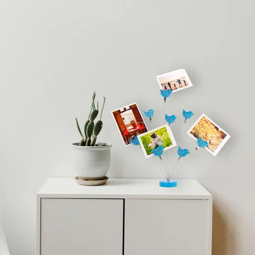 Vista 2 de Portafotos de Árbol Genealógico de 8 Ramas, Soporte de Clips de Tarjetas y Fotos para Escritorio, Soporte para Notas de Memo, Papel y Fotos