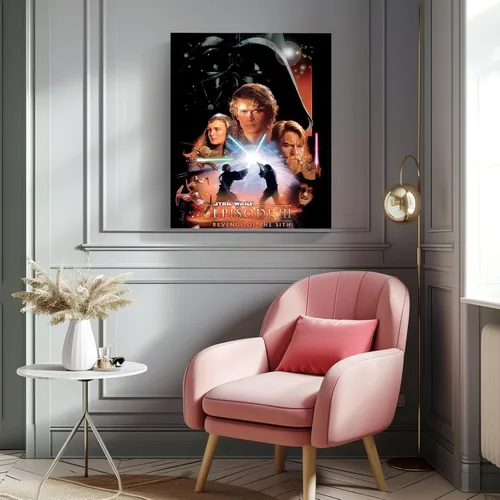 Vista 3 de Lienzo decorativo de Star Wars para pared, póster de la película La venganza de los Sith, impresión de pintura al óleo, póster de escena de galaxia