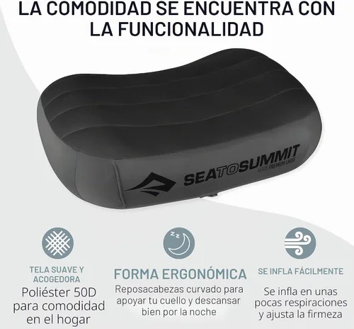 Vista 5 de Sea to Summit Aeros Premium - Almohada inflable de viaje, regular (13.4 x 9.4), color lima Ultralight inflatable travel pillow with a memory foam