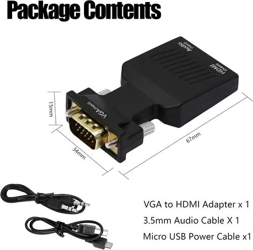 Vista 6 de YACSEJAO Adaptador VGA a HDMI 1080P VGA macho a HDMI hembra convertidor (Cable)
