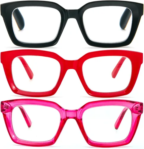 Vista 8 de DXYXYO Blue Light Blocking Reading Glasses for Women Oversized Computer Readers Retro Fashion Square
